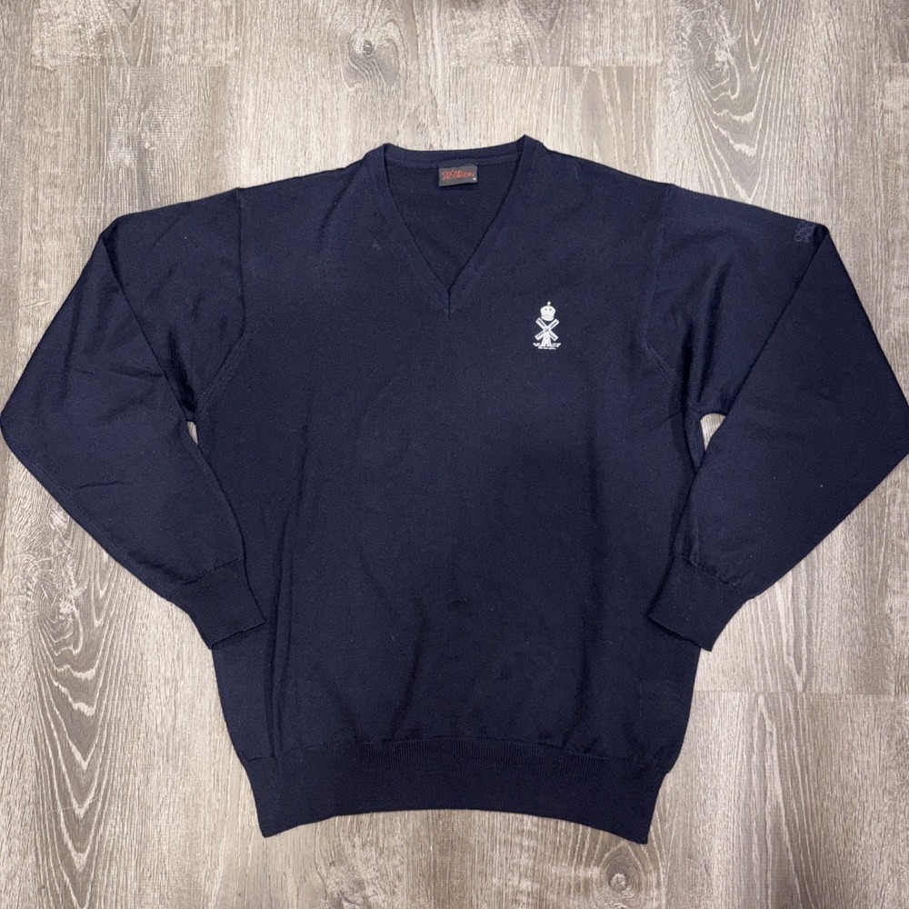 Oscar Jacobson Golf Sweater Men's Medium Extra Fine Merino Wool V-Neck Pullover